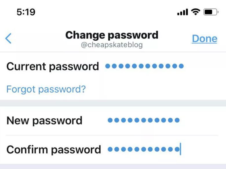 Your current password